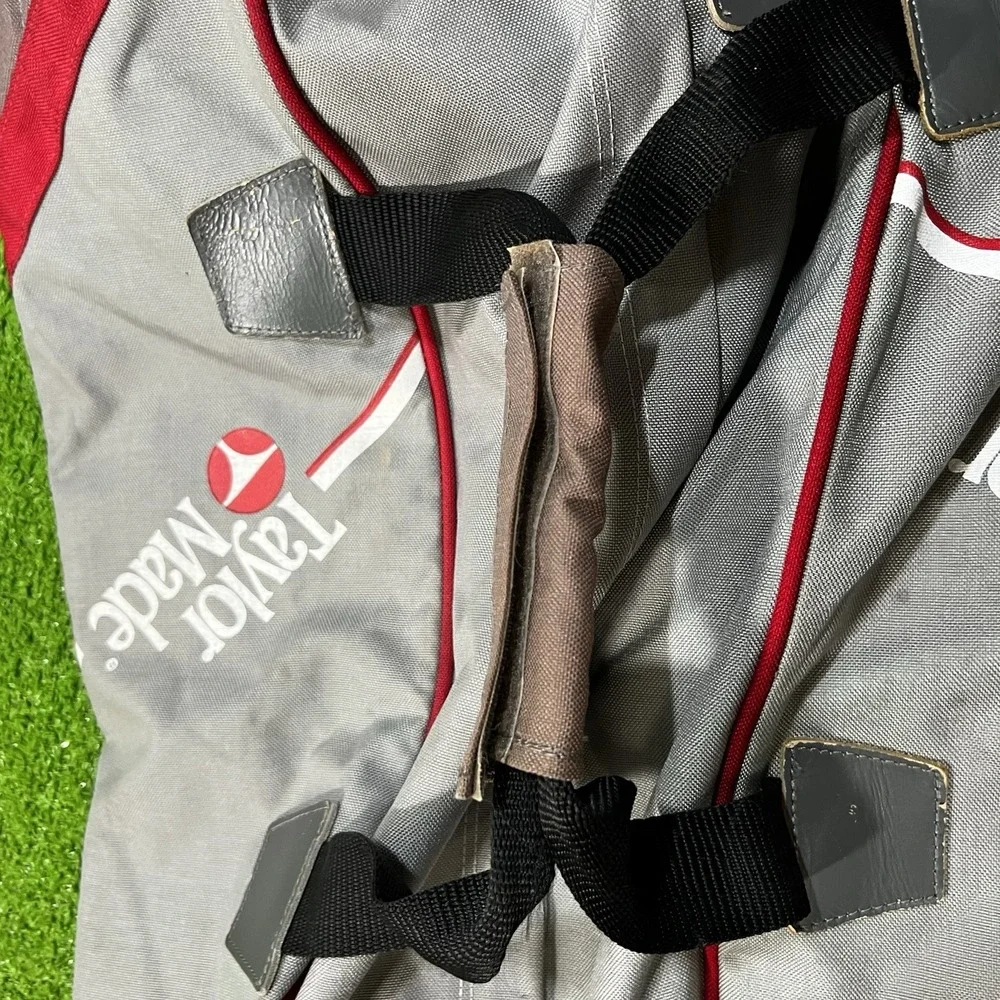 Vintage‎ Taylor Made Golf Zippered Travel Bag Gray Red 90s Padded & Hard Top